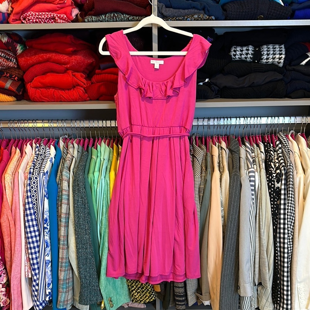New York & Co. pink sleeveless belted dress size S